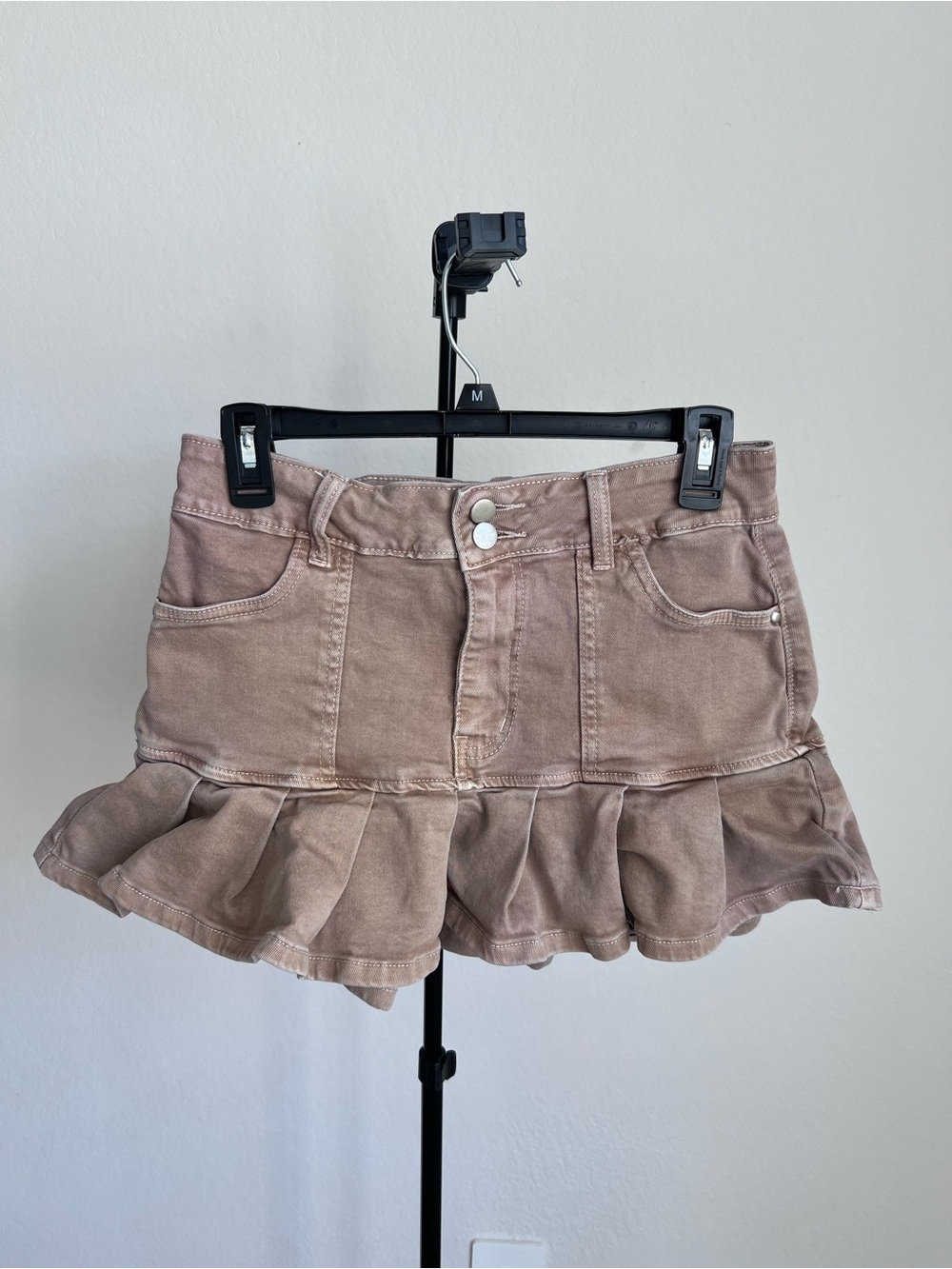Windsor brown high rise pleated denim mini skirt - size medium